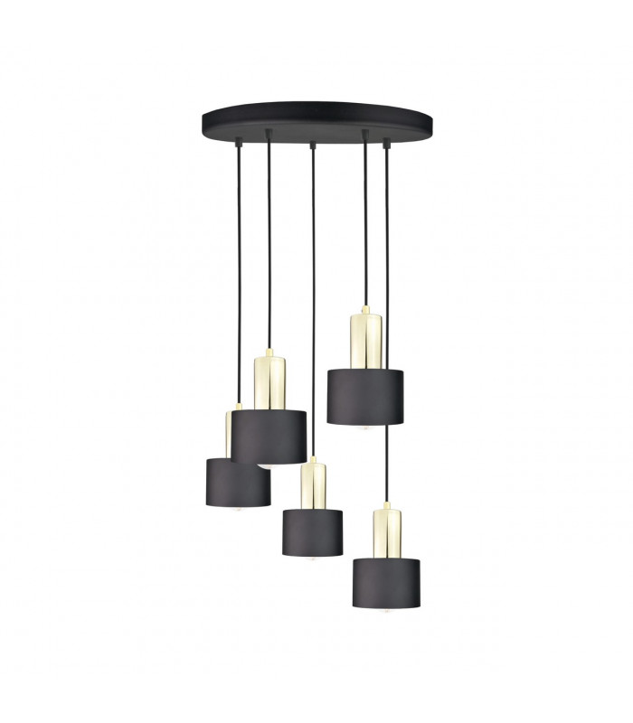 Luce Cluster Pendant Ceiling Light Black, Gold, 45cm, 5x E27