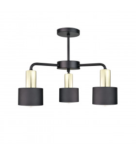 Luce Multi Arm Semi Flush Ceiling Light Black, Gold, 44cm, 3x E27