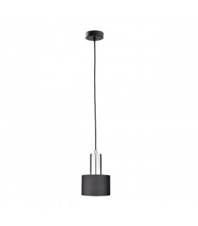 Luce Cylindrical Pendant Ceiling Light Black, Silver, 15cm, 1x E27