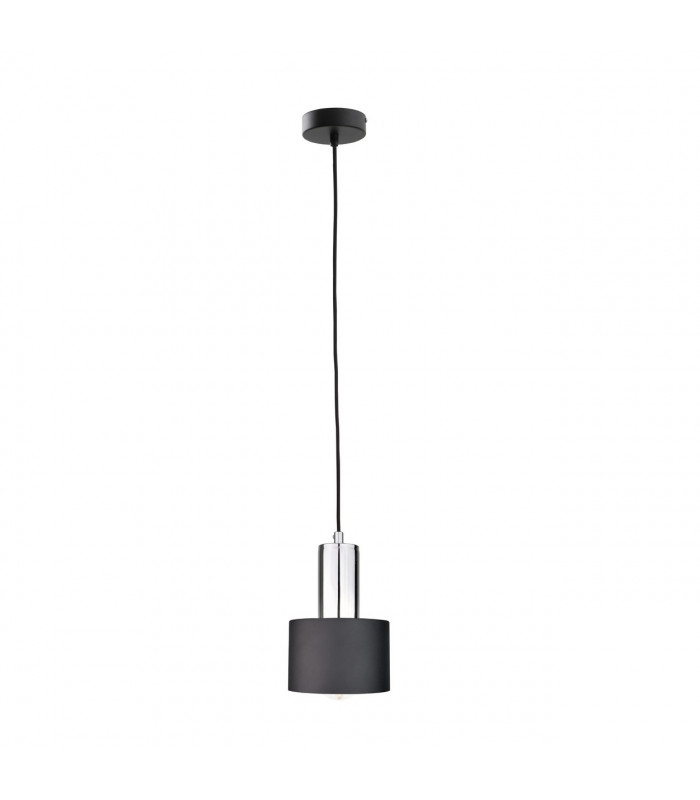Luce Cylindrical Pendant Ceiling Light Black, Silver, 15cm, 1x E27
