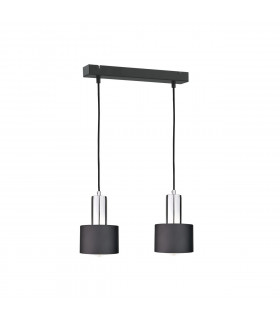 Luce Bar Pendant Ceiling Light Black, Silver, 50cm, 2x E27