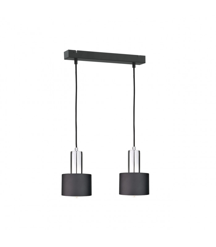 Luce Bar Pendant Ceiling Light Black, Silver, 50cm, 2x E27