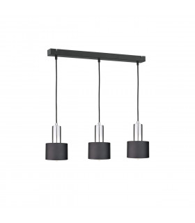 Luce Bar Pendant Ceiling Light Black, Silver, 60cm, 3x E27