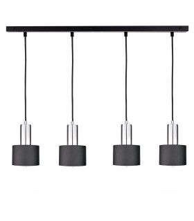 Luce Bar Pendant Ceiling Light Black, Silver, 100cm, 4x E27
