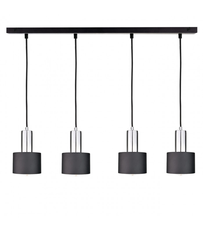 Luce Bar Pendant Ceiling Light Black, Silver, 100cm, 4x E27