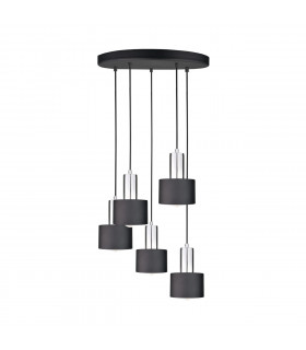 Luce Cluster Pendant Ceiling Light Black, Silver, 45cm, 5x E27