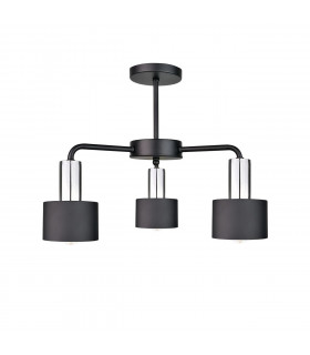 Luce Multi Arm Semi Flush Ceiling Light Black, Silver, 44cm, 3x E27