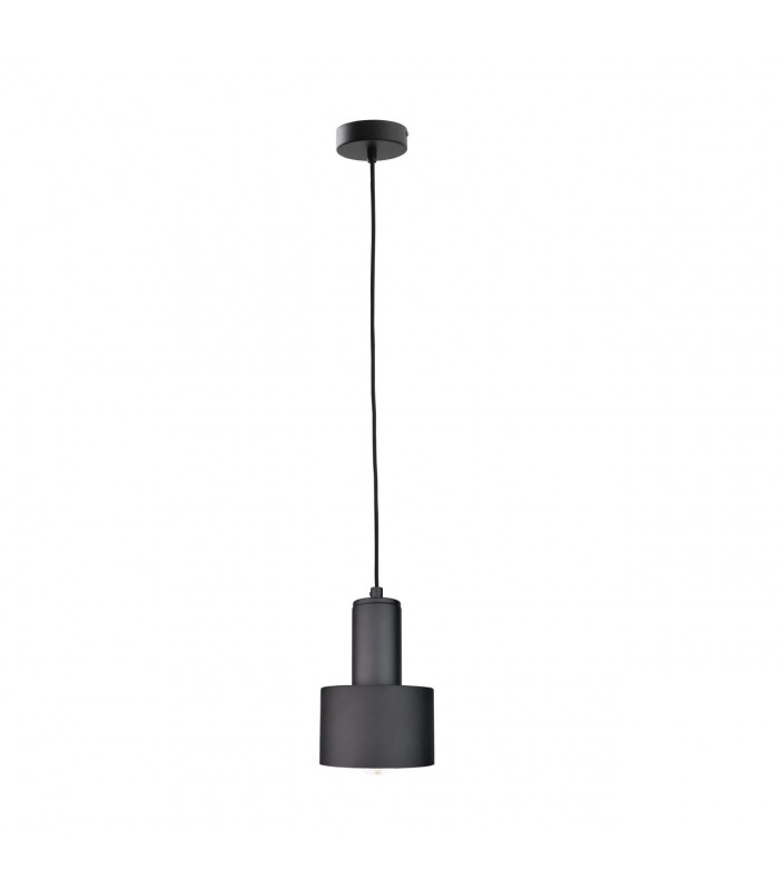 Luce Cylindrical Pendant Ceiling Light Black, 15cm, 1x E27