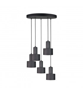 Luce Cluster Pendant Ceiling Light Black, 45cm, 5x E27
