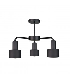 Luce Multi Arm Semi Flush Ceiling Light Black, 44cm, 3x E27