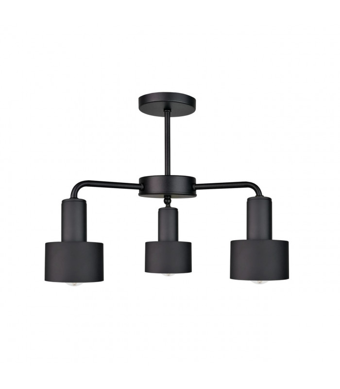 Luce Multi Arm Semi Flush Ceiling Light Black, 44cm, 3x E27