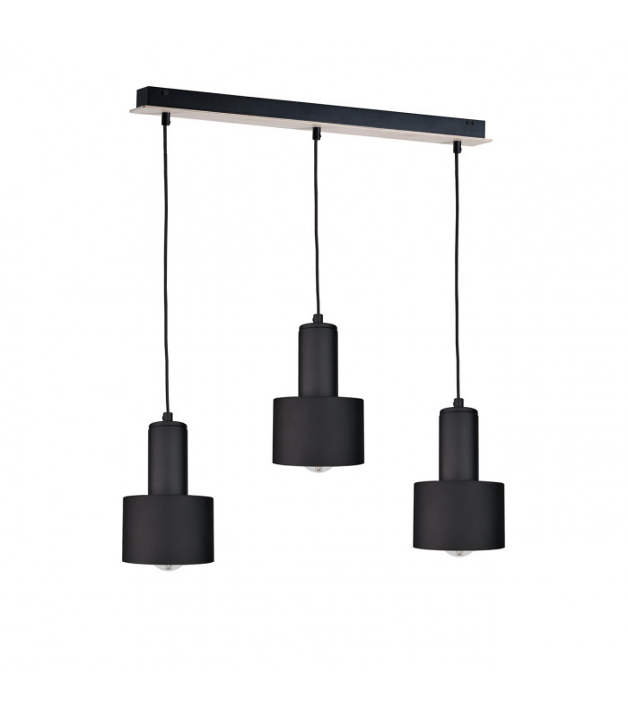 Luce Bar Pendant Ceiling Light Black, Wood, 60cm, 3x E27