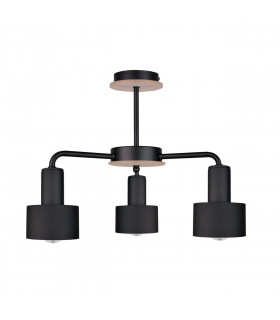 Luce Multi Arm Semi Flush Ceiling Light Black, Wood, 44cm, 3x E27