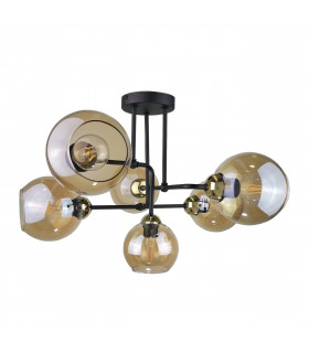 Monde Multi Arm Semi Flush Ceiling Light Gold, 55cm, 6x E27