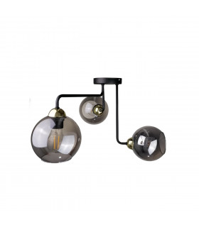Cosmo Multi Arm Semi Flush Ceiling Light Black, Gold, 50cm, 3x E27