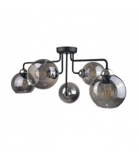 Cosmo Multi Arm Semi Flush Ceiling Light Black, Silver, 70cm, 5x E27
