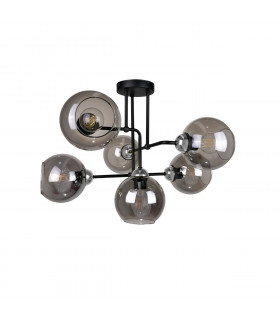 Cosmo Multi Arm Semi Flush Ceiling Light Black, Silver, 55cm, 6x E27