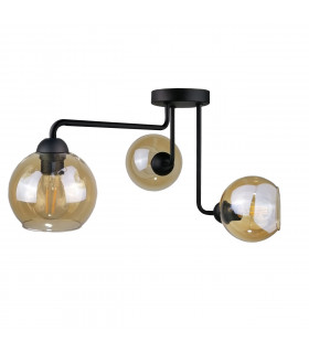 Monde Multi Arm Semi Flush Ceiling Light Black, 50cm, 3x E27