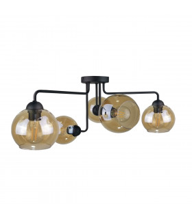 Monde Multi Arm Semi Flush Ceiling Light Black, 70cm, 5x E27