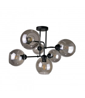 Cosmo Multi Arm Semi Flush Ceiling Light Black, 55cm, 6x E27