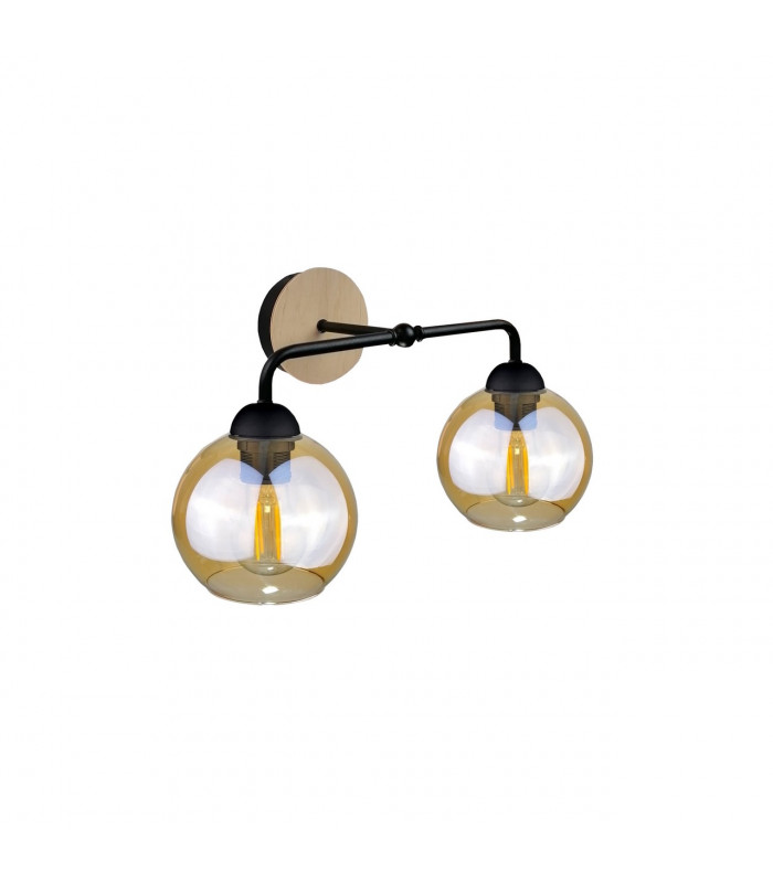 Melle Wall Lamp Wood, 23cm, 2x E27