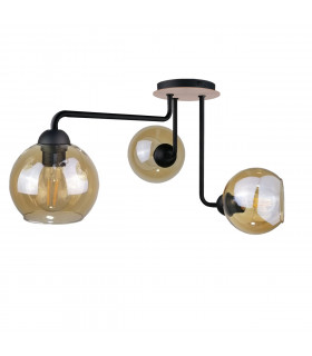 Monde Multi Arm Semi Flush Ceiling Light Wood, 50cm, 3x E27