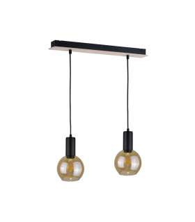 Jantar Bar Pendant Ceiling Light Wood, 50cm, 2x E27