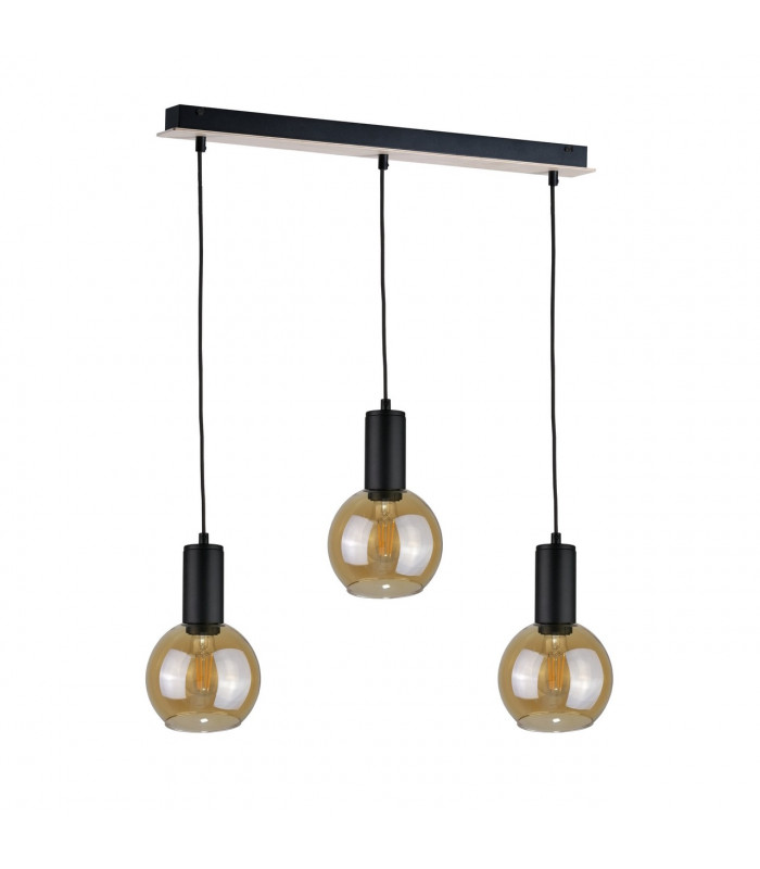 Jantar Bar Pendant Ceiling Light Wood, 60cm, 3x E27
