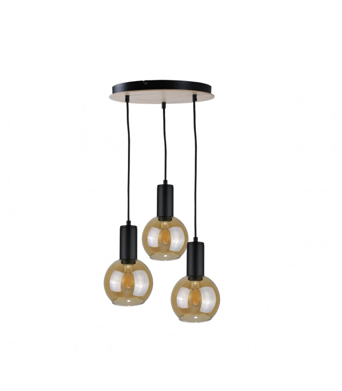 Jantar Cluster Pendant Ceiling Light Wood, 30cm, 3x E27