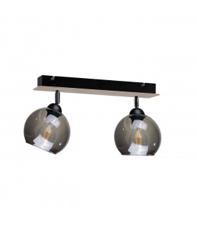 Wood Twin Ceiling Spotlight Black, 50cm, 2x E27