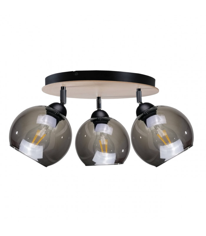 Wood Ceiling Spotlight Clusters Black, 30cm, 3x E27