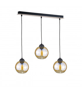 Ambre Bar Pendant Ceiling Light Wood, 60cm, 3x E27
