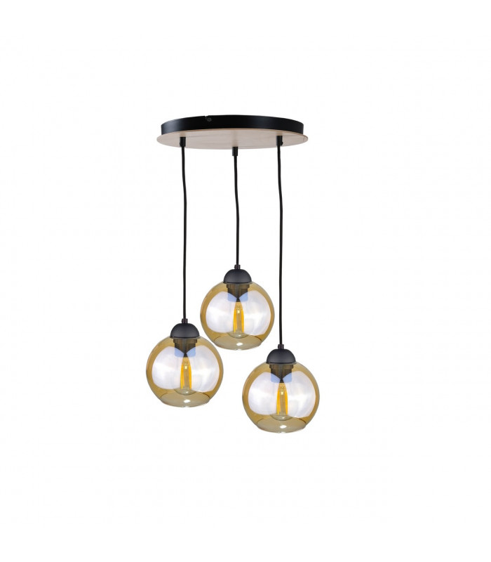 Ambre Cluster Pendant Ceiling Light Wood, 30cm, 3x E27