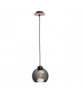 Wood Dome Pendant Ceiling Light Black, 15cm, 2x E27