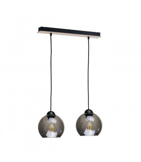 Wood Bar Pendant Ceiling Light Black, 50cm, 2x E27