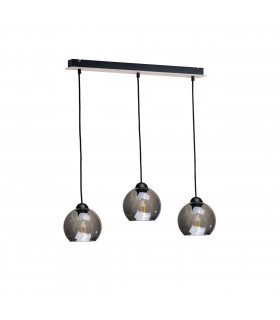 Wood Bar Pendant Ceiling Light Black, 60cm, 3x E27