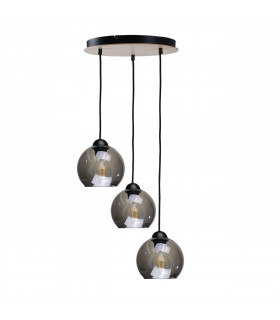 Wood Cluster Pendant Ceiling Light Black, 30cm, 3x E27