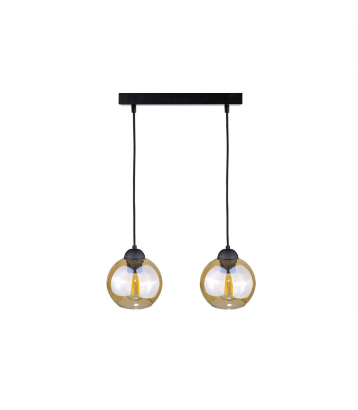 Ambre Bar Pendant Ceiling Light Black, 50cm, 2x E27