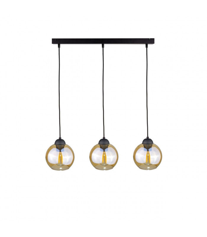 Ambre Bar Pendant Ceiling Light Black, 60cm, 3x E27