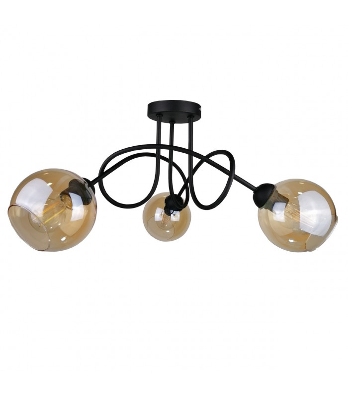 Venus Multi Arm Semi Flush Ceiling Light Black, 70cm, 3x E27