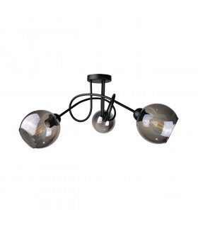 Ring Multi Arm Semi Flush Ceiling Light Black, 70cm, 3x E27