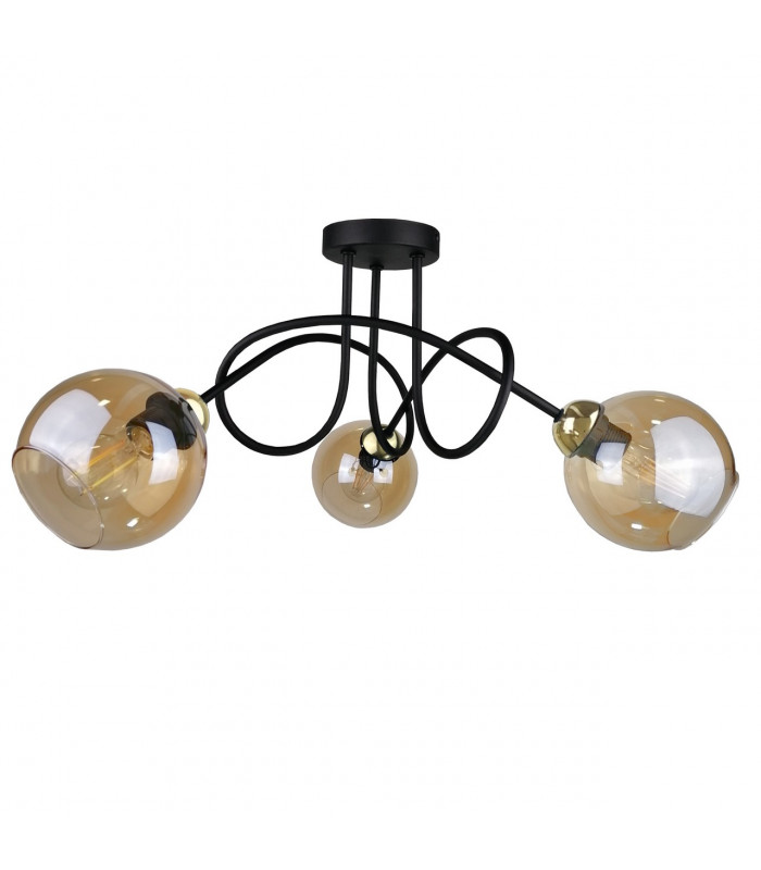 Venus Multi Arm Semi Flush Ceiling Light Gold, 70cm, 3x E27