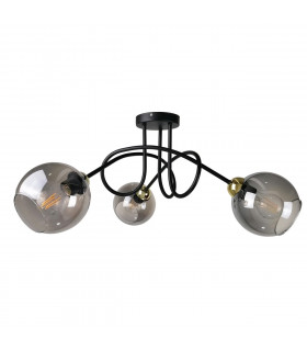 Ring Multi Arm Semi Flush Ceiling Light Black, Gold, 70cm, 3x E27