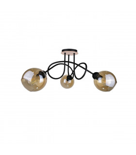 Venus Multi Arm Semi Flush Ceiling Light Wood, 70cm, 3x E27