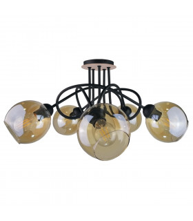 Venus Multi Arm Semi Flush Ceiling Light Wood, 70cm, 5x E27