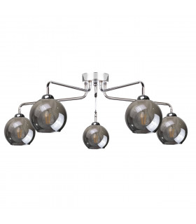Pluton Multi Arm Semi Flush Ceiling Light Silver, 70cm, 5x E27