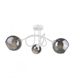 Ring Multi Arm Semi Flush Ceiling Light White, 70cm, 3x E27