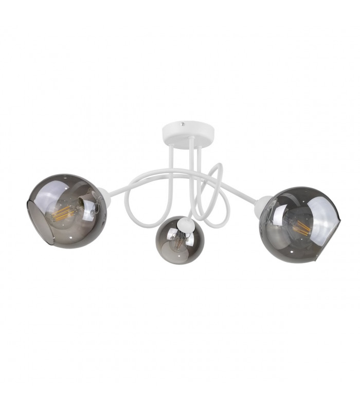 Ring Multi Arm Semi Flush Ceiling Light White, 70cm, 3x E27