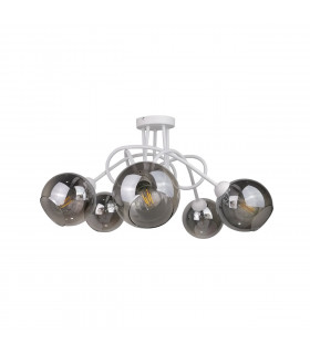 Ring Multi Arm Semi Flush Ceiling Light White, 70cm, 5x E27