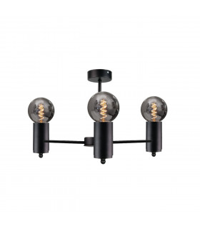 Arde Multi Arm Semi Flush Ceiling Light Black, 60cm, 3x E27